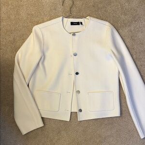 Theory wool cropped jacket cream size 4